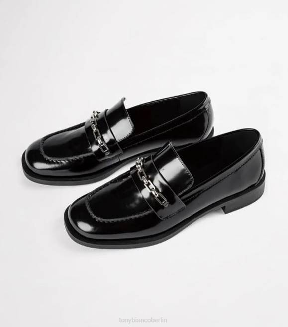 Slipper| de Tony Bianco Frauen Rebecca Wohnungen Schwarz hochglänzend 4624599